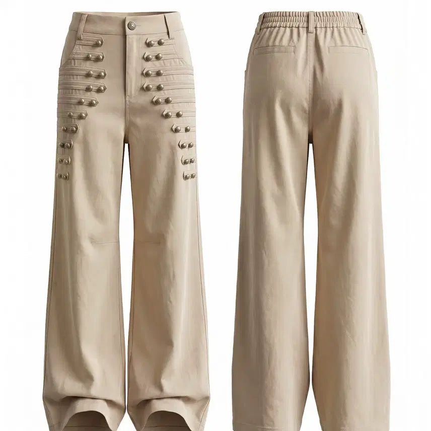 [BUNJANG] FayChui Metal Buckle Retro Wide Pants / FayChui 메탈 버클 레트로 슬리밍 와이드 팬츠