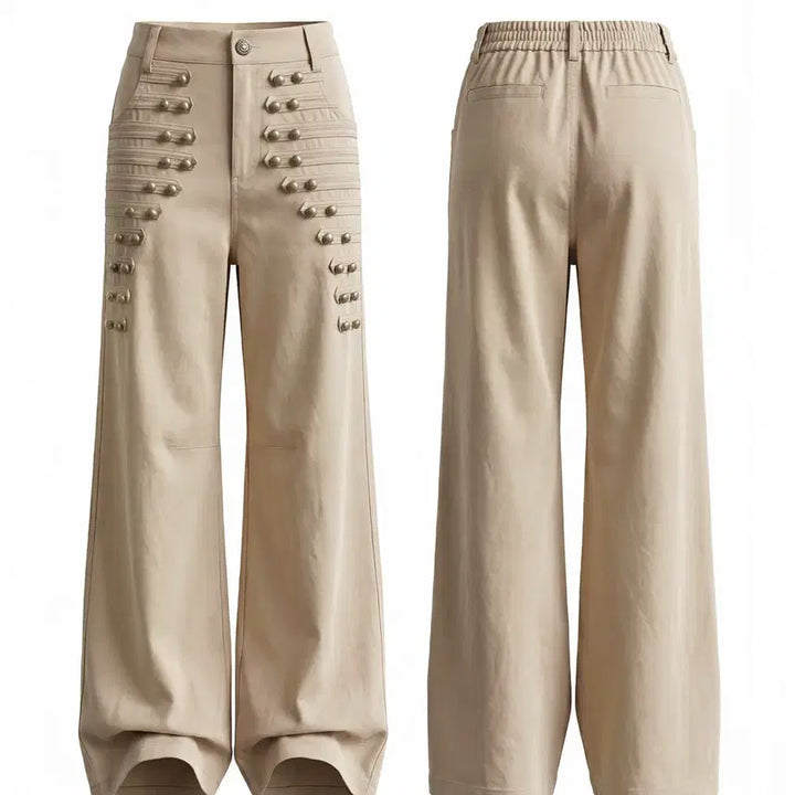 [BUNJANG] FayChui Metal Buckle Retro Wide Pants / FayChui 메탈 버클 레트로 슬리밍 와이드 팬츠