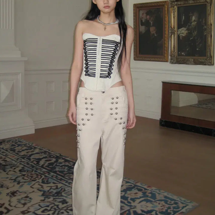 [BUNJANG] FayChui Metal Buckle Retro Wide Pants / FayChui 메탈 버클 레트로 슬리밍 와이드 팬츠