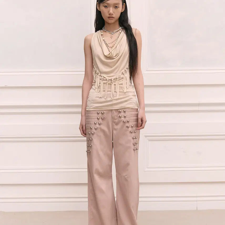 [BUNJANG] FayChui Metal Buckle Retro Wide Pants / FayChui 메탈 버클 레트로 슬리밍 와이드 팬츠