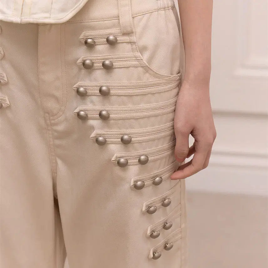 [BUNJANG] FayChui Metal Buckle Retro Wide Pants / FayChui 메탈 버클 레트로 슬리밍 와이드 팬츠
