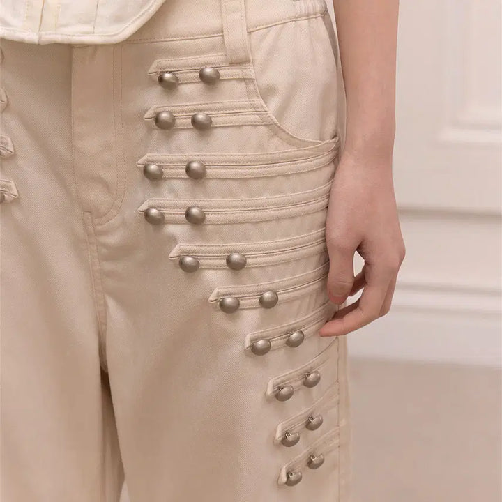 [BUNJANG] FayChui Metal Buckle Retro Wide Pants / FayChui 메탈 버클 레트로 슬리밍 와이드 팬츠