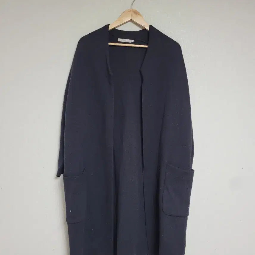 [BUNJANG] Stefanel Black Open Long Cardigan / 스테판넬.블랙 오픈형 롱 가디건 포켓 디자인.free