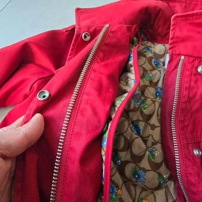[BUNJANG] Coach Red Hooded Coat (Size 55) / 코치 빨간색 후드 코트 55