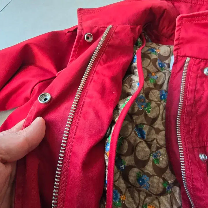 [BUNJANG] Coach Red Hooded Coat (Size 55) / 코치 빨간색 후드 코트 55