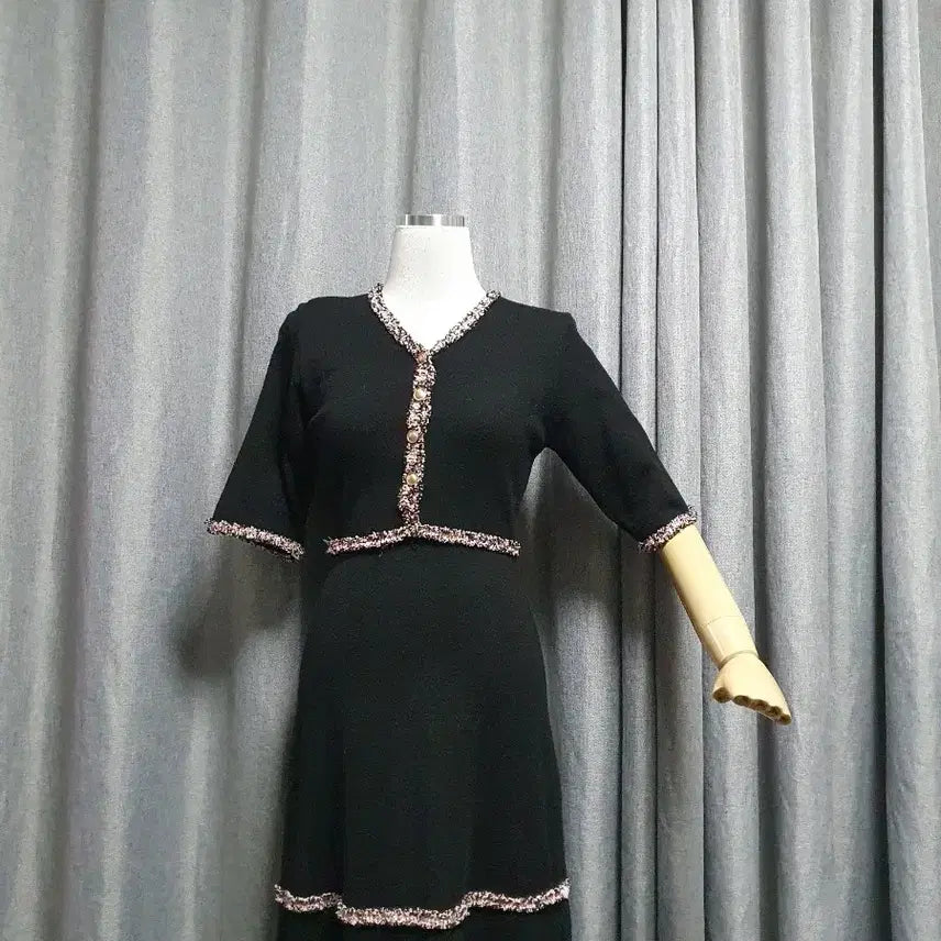[BUNJANG] Artlangs Square Neck Vintage Dress / 트윌배색 바디라인 맥시 원피스