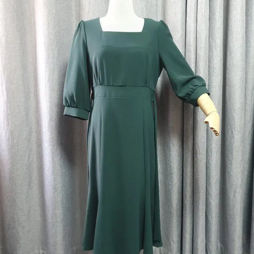 [BUNJANG] Artlangs Square Neck Vintage Dress / 트윌배색 바디라인 맥시 원피스
