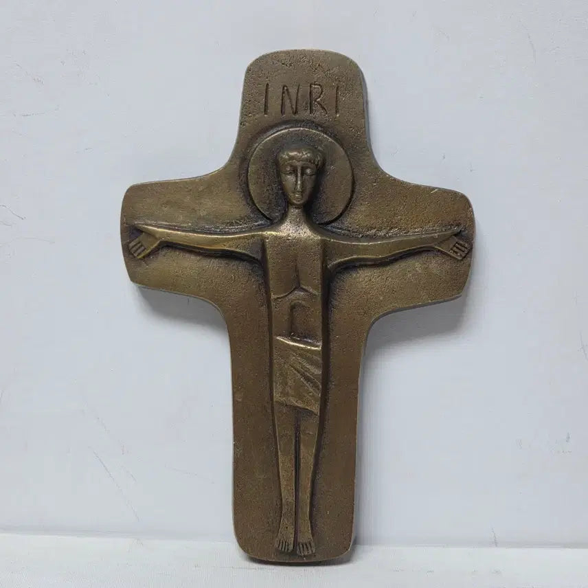 [SOLD OUT] 황동 덩어리 십자가 작가 작품 황동 1키로 무게 십자가