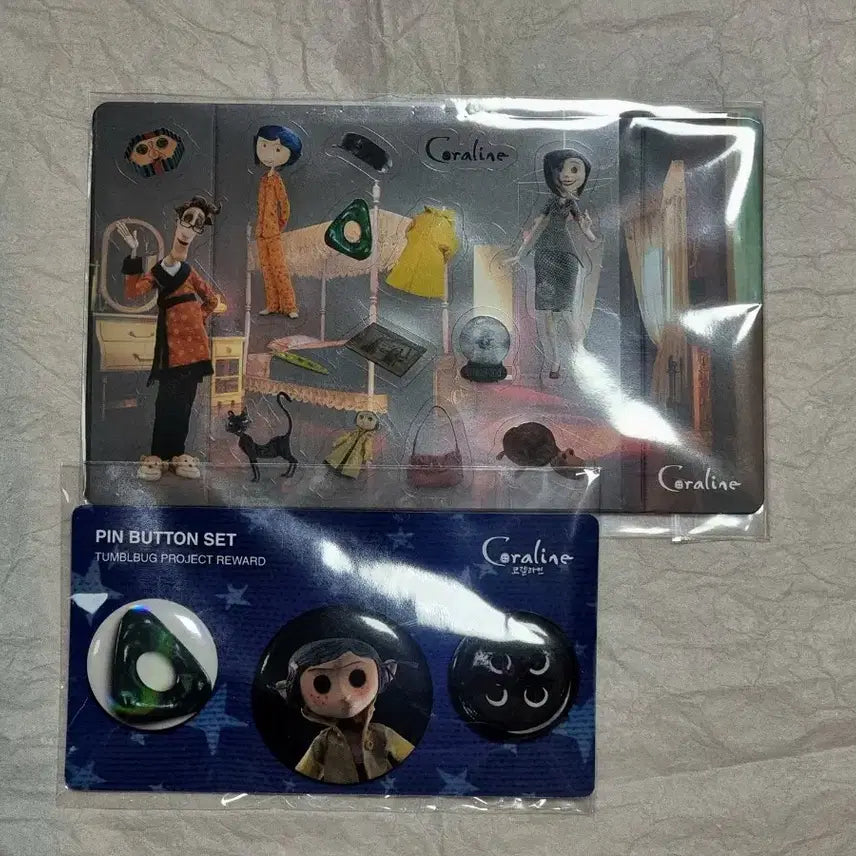 [BUNJANG] Coralline Sticker &amp; Pin Button Bundle Set / 코렐라인 스티커&amp;핀버튼 일괄 판매