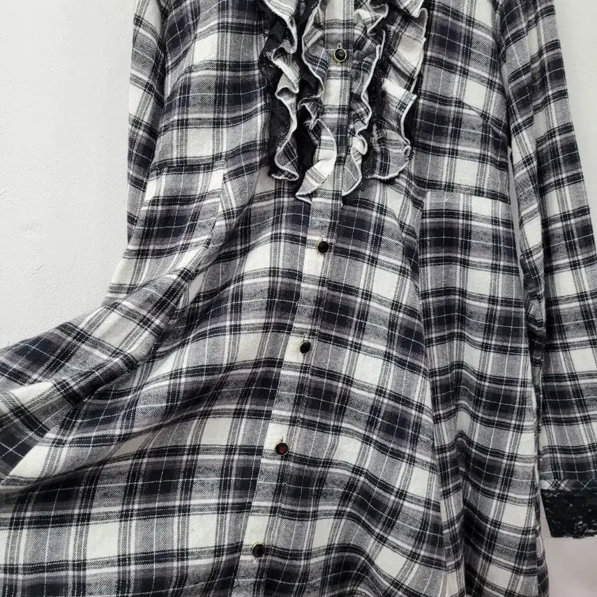 [BUNJANG] PENDORA Check Frill Point Dress / PENDORA 체크 프릴 포인트 원피스