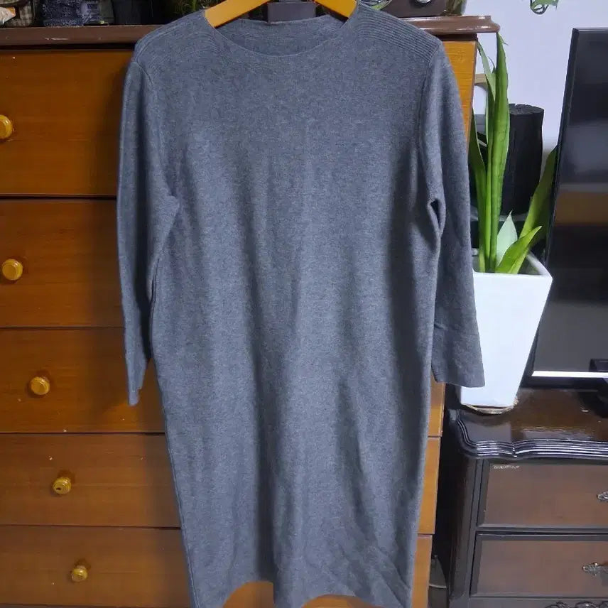 [BUNJANG] Gray Knit Long Dress (Size 100) / 회색 니트 롱 원피스 100