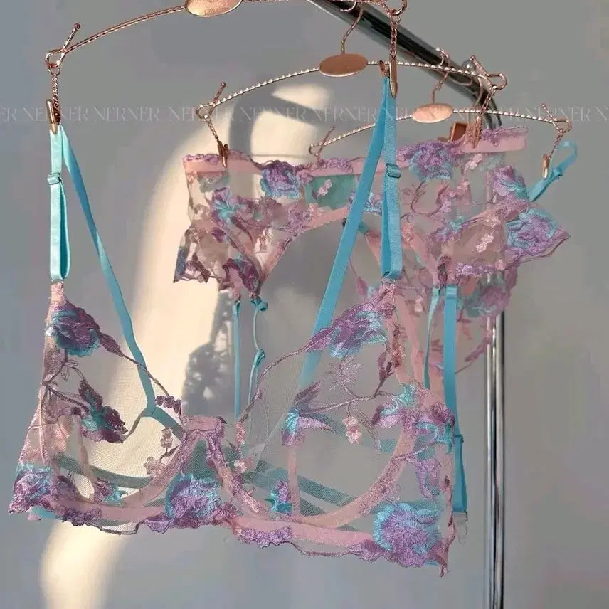 [BUNJANG] Floral Embroidery Lingerie Set / 꽃 자수 란제리 세트