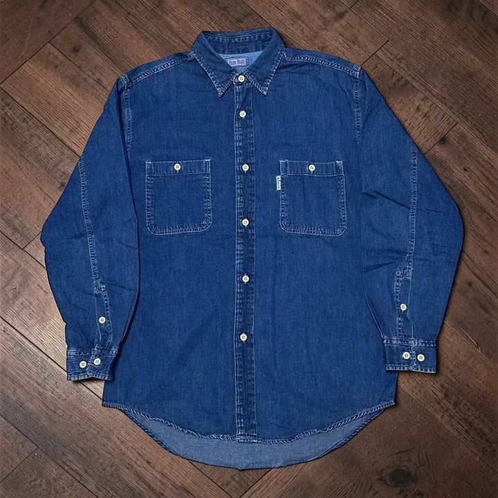 [BUNJANG] Blue Blue Japan Indigo Denim Shirt / 블루블루 재팬 인디고 데님 셔츠