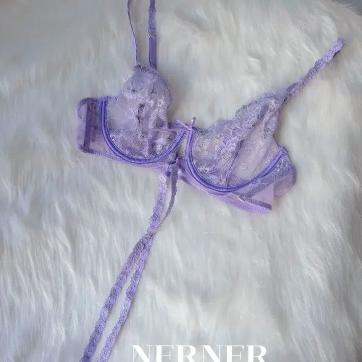 [BUNJANG] Lace Bralette Set - Light Purple / 레이스 브라렛 세트 연보라