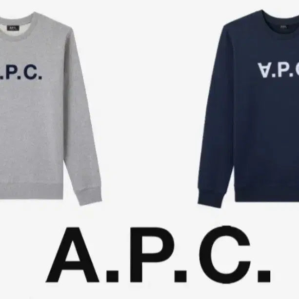 [BUNJANG] A.P.C. Crewneck Sweatshirt / (2벌 7.9) 아페쎄 맨투맨 티셔츠. XL 네이비/그레이 새상품 택포