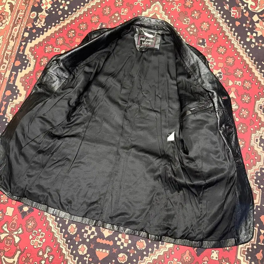 [BUNJANG] Leder Collector Black Leather Blazer Jacket / 707/( M-L ) 가죽마이 검정마이 가죽자켓 레더자켓 가죽카코트