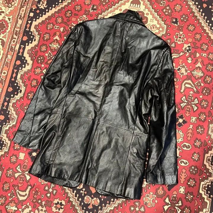[BUNJANG] Leder Collector Black Leather Blazer Jacket / 707/( M-L ) 가죽마이 검정마이 가죽자켓 레더자켓 가죽카코트