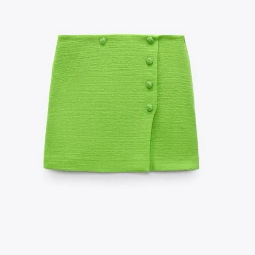 [BUNJANG] Zara Textured Skirt Neon Green M / 자라 텍스쳐 스커트 네온그린 M