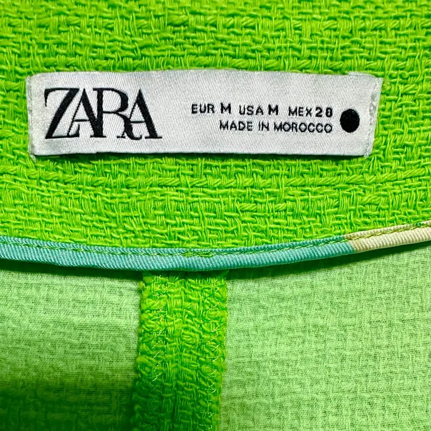 [BUNJANG] Zara Textured Skirt Neon Green M / 자라 텍스쳐 스커트 네온그린 M
