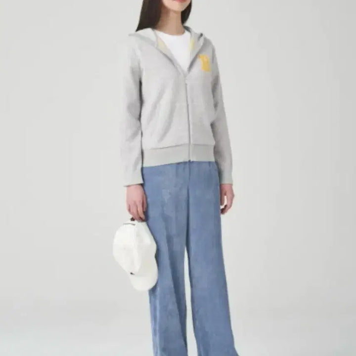 [BUNJANG] Beanpole Ladies Lettering Hooded Zip-up Cardigan Grey / 빈폴 레이디스 레터링 후드 집업 가디건 회색
