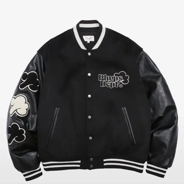 [BUNJANG] Physical Education Department Monday Routine Varsity Jacket - Black (M) / 피지컬 에듀케이션 디파트먼트 먼데이 루틴 바시티 블랙 자켓 m사이즈
