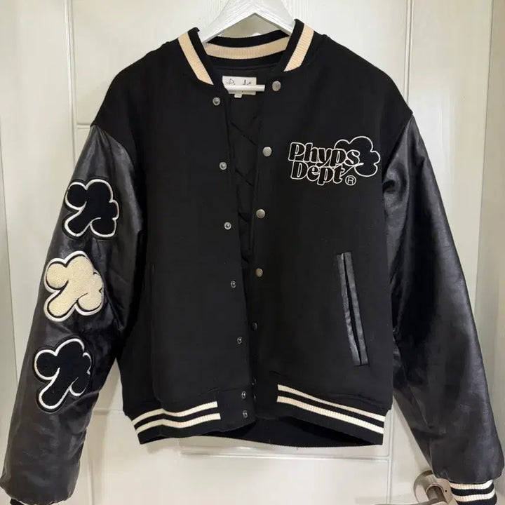 [BUNJANG] Physical Education Department Monday Routine Varsity Jacket - Black (M) / 피지컬 에듀케이션 디파트먼트 먼데이 루틴 바시티 블랙 자켓 m사이즈