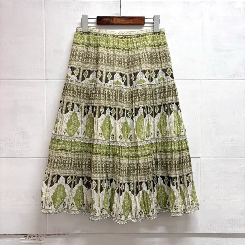 [BUNJANG] SERAPH BLANC Ethnic Ruffle Hippie Fairy Midi Skirt / SERAPH BLANC 에스닉 캉캉 히피 페어리 미디스커트 JPN