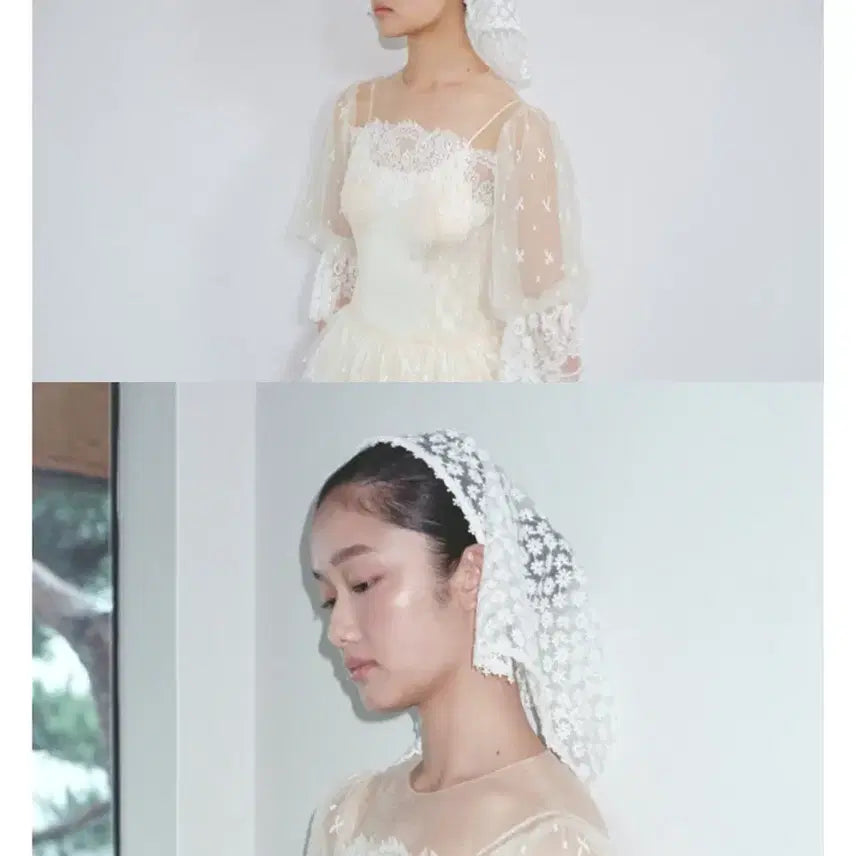 [BUNJANG] Podge Veil Flower Lace Veil Scarf / 포지베일 플라워 레이스 베일 스카프