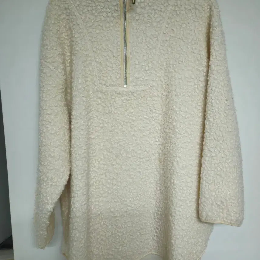 [BUNJANG] Cream Fleece Half-Zip Hoodie / 양털후드