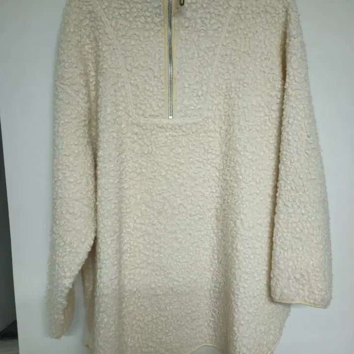 [BUNJANG] Cream Fleece Half-Zip Hoodie / 양털후드