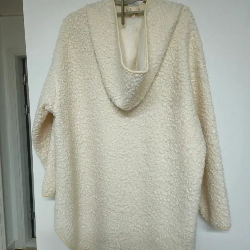 [BUNJANG] Cream Fleece Half-Zip Hoodie / 양털후드