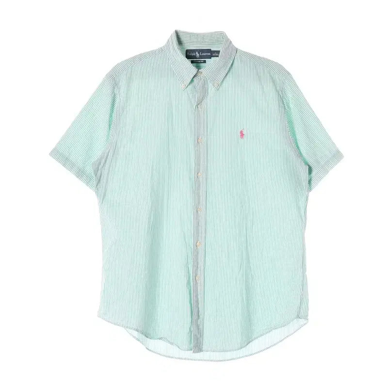 [BUNJANG] Polo Ralph Lauren Mint Stripe Short Sleeve Shirt L / 폴로 랄프로렌 민트 화이트 스트라이프 반팔 셔츠 L