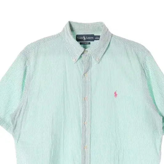 [BUNJANG] Polo Ralph Lauren Mint Stripe Short Sleeve Shirt L / 폴로 랄프로렌 민트 화이트 스트라이프 반팔 셔츠 L