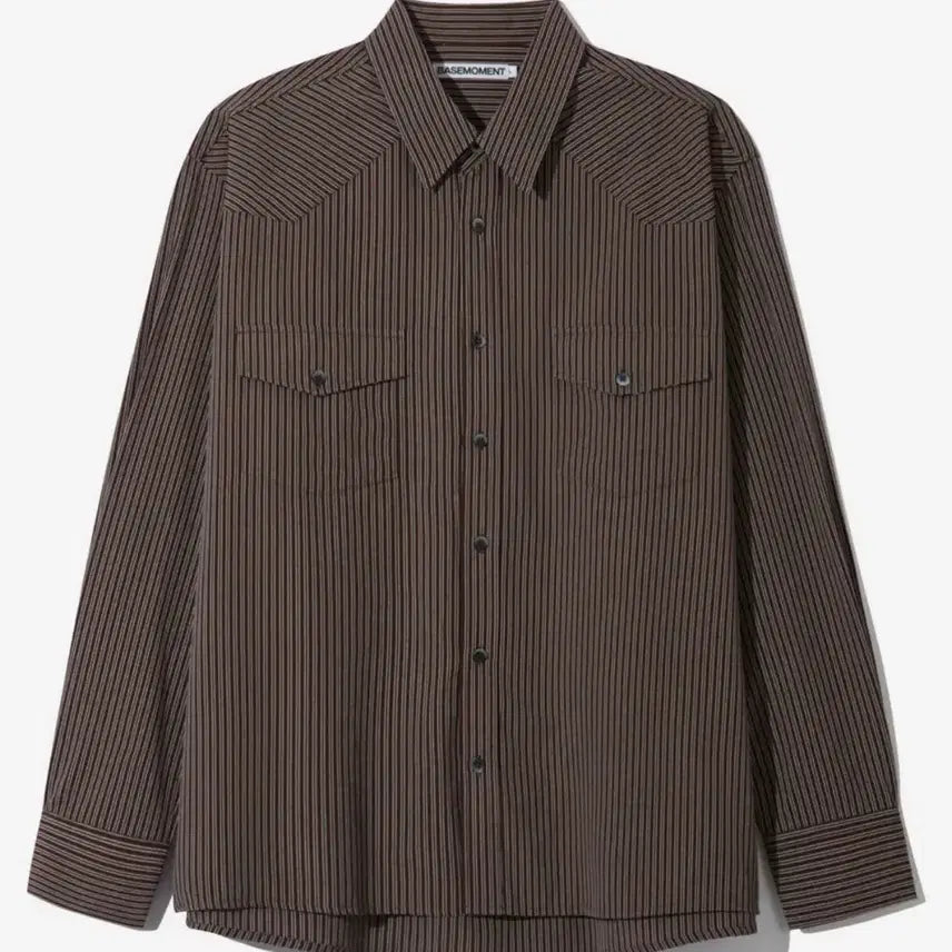 [BUNJANG] Base Moment Striped Western Shirt Dark Brown / 스트라이프 웨스턴 셔츠 다크 브라운(베이스모먼트)