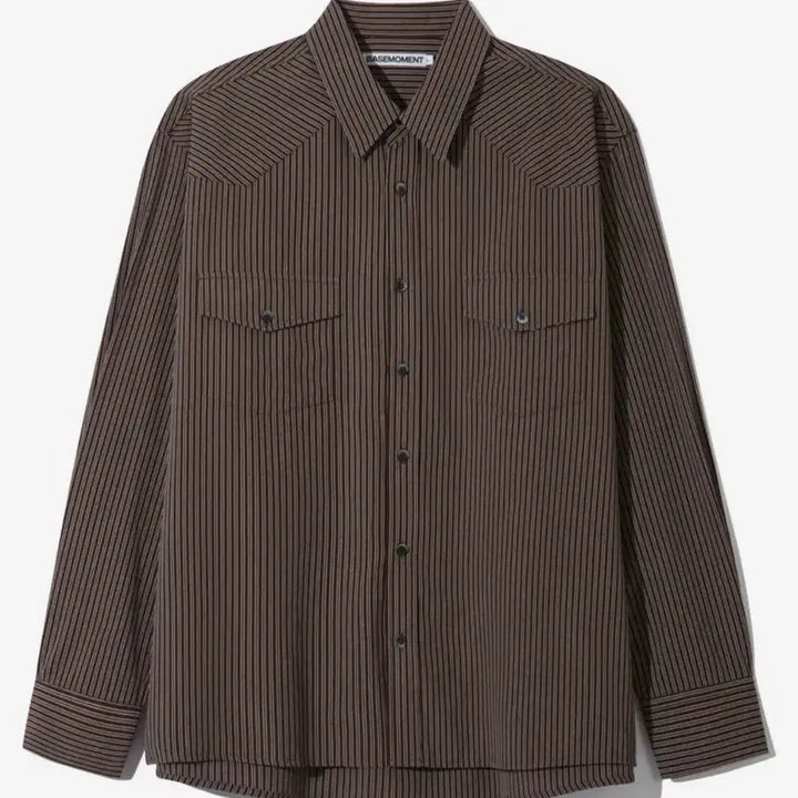 [BUNJANG] Base Moment Striped Western Shirt Dark Brown / 스트라이프 웨스턴 셔츠 다크 브라운(베이스모먼트)