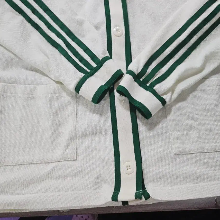 [BUNJANG] Adidas Ivory Three-Stripe Cardigan Dress Set S / 아디다스 아이보리 삼선 가디건  원피스 세트 S 90