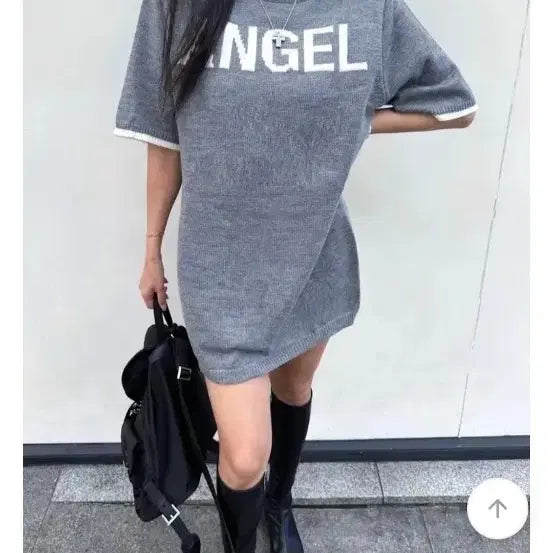 [BUNJANG] ANGEL Lettering Knit Dress / ANGEL 레터링 니트 원피스