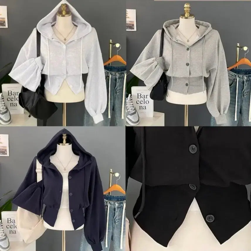 [BUNJANG] A-bly Oversized Hooded Button Cardigan / 아방핏 버튼단추 후드가디건