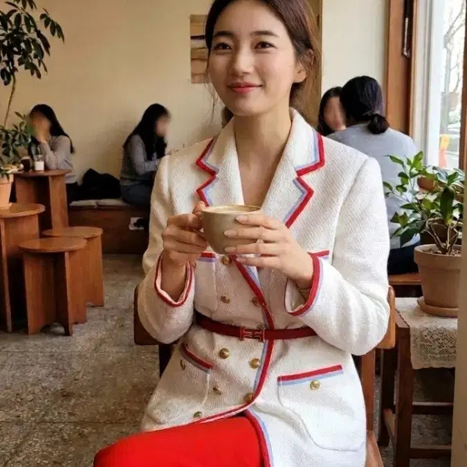 [BUNJANG] Suzy Tweed Colorblock Jacket / 수지 트위드 배색자켓