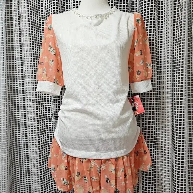 [BUNJANG] Pearl Embellished Long T-Shirt Dress with Frills / 만원의류(새상품)진주장식 롱티원피스 프릴티셔츠 샤랄라셔츠