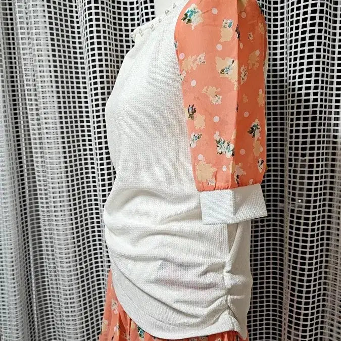 [BUNJANG] Pearl Embellished Long T-Shirt Dress with Frills / 만원의류(새상품)진주장식 롱티원피스 프릴티셔츠 샤랄라셔츠