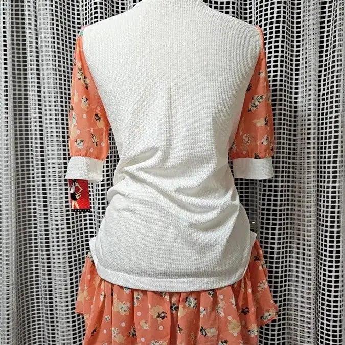 [BUNJANG] Pearl Embellished Long T-Shirt Dress with Frills / 만원의류(새상품)진주장식 롱티원피스 프릴티셔츠 샤랄라셔츠