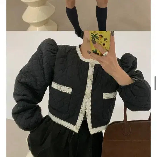 [BUNJANG] Black Quilted Jacket / 퀼팅자켓 새상품