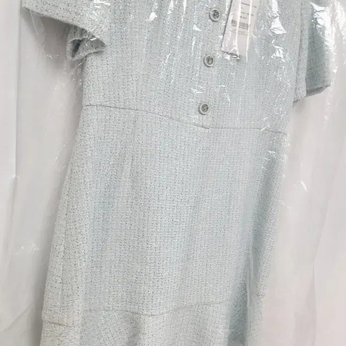 [BUNJANG] Sistina Tweed Square Neck Peplum Dress Light Blue Size 55 / (새상품) 시스티나 트위드 스퀘어넥 페플럼 원피스 라이트블루 55사이즈
