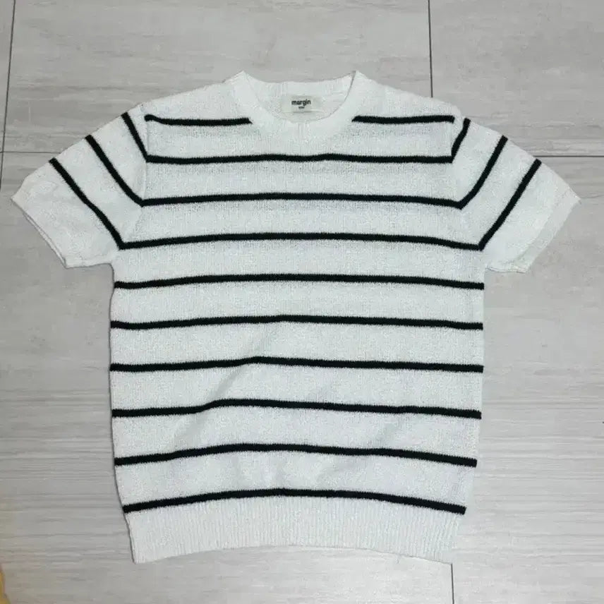 [SOLD OUT] margin stripe 니트 반팔 티셔츠