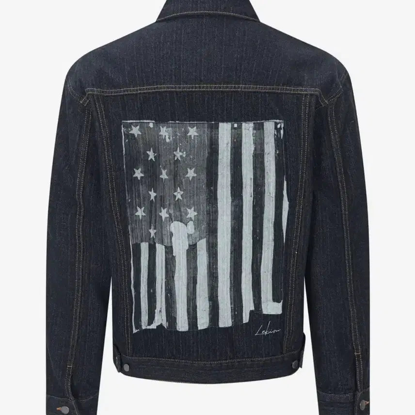 [BUNJANG] Le Qim Faded Flag Denim Jacket (Indigo) - Size 2 / 레킴 페이디드 플래그 데님 자켓 (인디고) 2사이즈