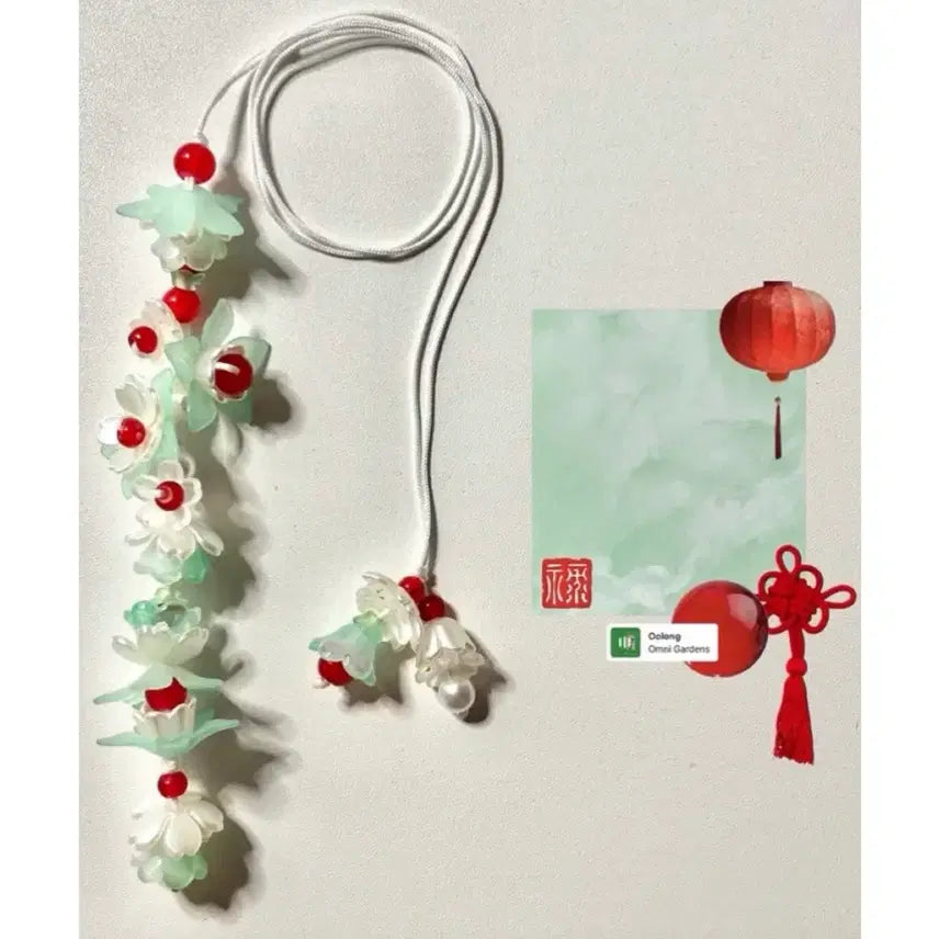 [BUNJANG] Glass Flower Lantern Sleeping Red Bead Bookmark / 유리꽃 등롱속에 잠든 붉은구슬 비즈책갈피 | 잠겨버린 끈갈피