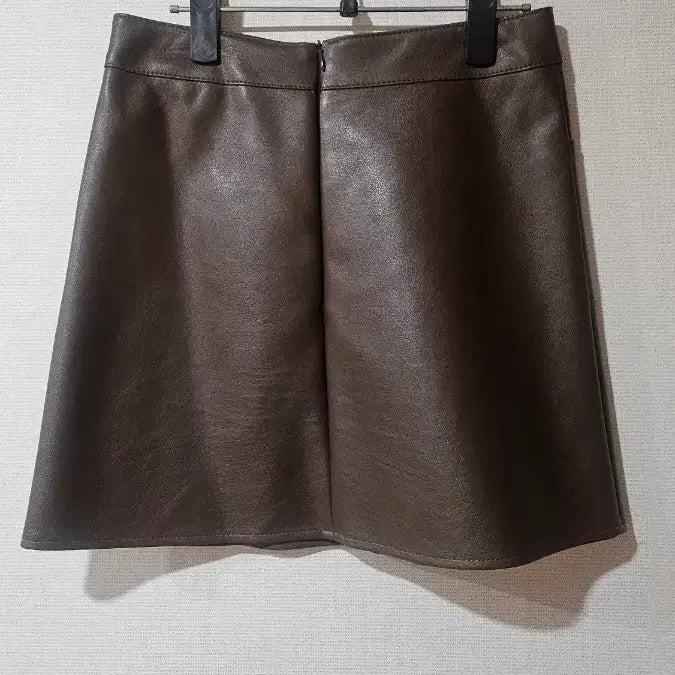 [BUNJANG] Brown Leather Mini Skirt with Pocket Design / 브라운 레더 미니 스커트 포켓 디자인