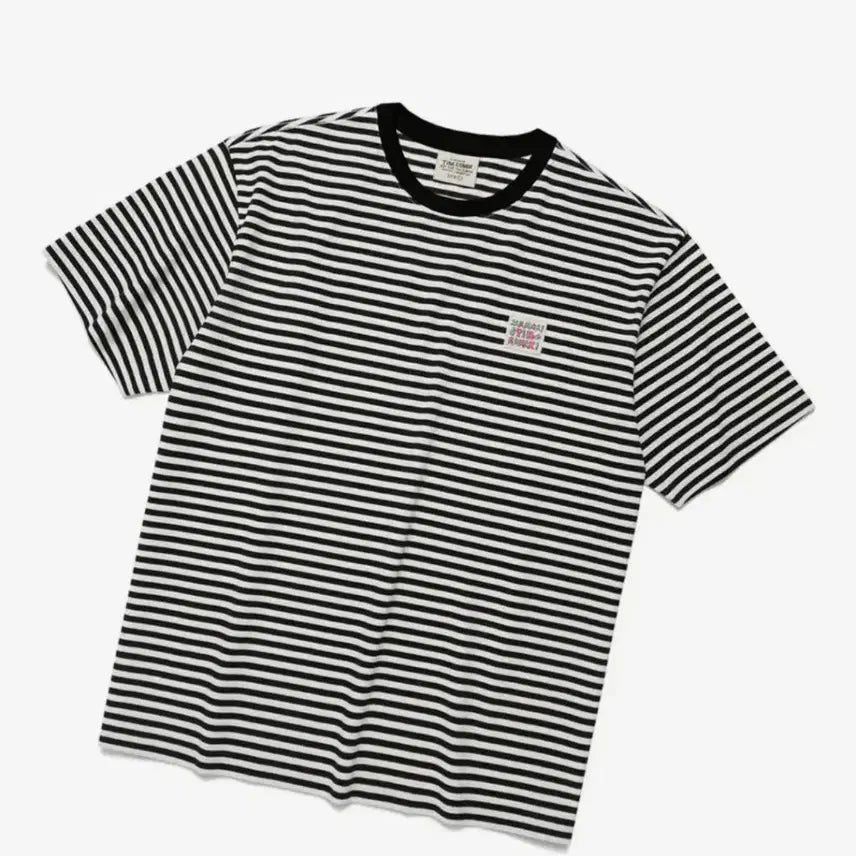 [BUNJANG] TEAM COMICS VAMOS LABEL SS Stripe T-Shirt Black Size S / 팀 코믹스 VAMOS LABEL SS STRIPE s사이즈