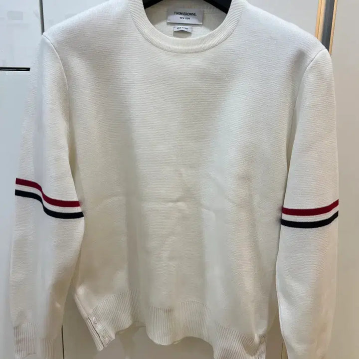 [BUNJANG] Thom Browne White Milano Stitch Knit Armband Sweater / 톰브라운 화이트 밀라노스티치니트 암밴드 4사이즈